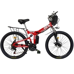 AKEZ Bici elettriches AKEZ Biciclette elettriche pieghevoli per adulti, uomini e donne, 26'' 250W pieghevole bicicletta elettrica mountain bike per uomini e tutti i terreni con batteria al litio rimovibile 48V 10A (rosso)