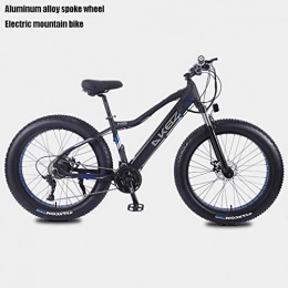 Alqn Bici elettriches Alqn Mountain bike elettrico per pneumatici grassi per adulti, bici da neve a 27 velocit, bicicletta da crociera per spiaggia Li-Battery da 10 Ah portatile, telaio in lega di alluminio leggero, ruot