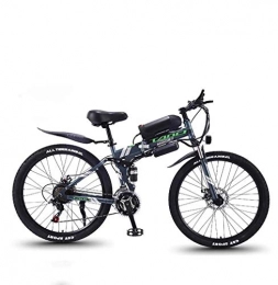 Alqn Bici elettriches Alqn Mountain bike elettrico pieghevole, bici da neve 350W, batteria agli ioni di litio rimovibile 36V 8Ah per, bicicletta elettrica a 26 pollici a sospensione completa premium per adulti, Grigio, 21 v