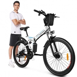 Ancheer Bici elettriches ANCHEER 26" Bicicletta elettrica pieghevole Mountain bike elettrica e-bike 36V / 8Ah Batteria al litio rimovibile / Sedile e maniglia regolabili / Carico massimo: 120 kg (Bianco)