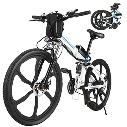 Ancheer Bici elettriches ANCHEER 26" Bicicletta elettrica pieghevole Mountain bike Sedile regolabile Bicicletta elettrica Batteria al litio 36V / 8AH Sistema di trasmissione a 21 velocità Carico massimo: 120 kg (Bianco)