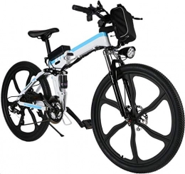 Ancheer Bici elettriches ANCHEER 26" Mountain bike pieghevole Bicicletta elettrica Sistema di trasmissione a 21 velocità con Sedile regolabile 36V / 8AH Batteria al litio Carico massimo: 120 kg (Bianco)