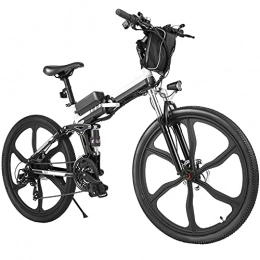 Ancheer Bici elettriches ANCHEER 26" Mountain bike pieghevole Bicicletta elettrica Sistema di trasmissione a 21 velocità con Sedile regolabile Batteria al litio Carico massimo: 120 kg (Nero)