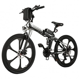 Ancheer Bici elettriches ANCHEER bicicletta elettrica 36V 8Ah, 26 pollici bicicletta elettrica pieghevole, 250W motore, batteria al litio rimovibile, Bici Elettriche E-Bike Shimano 21 velocità (AE2 Nero)