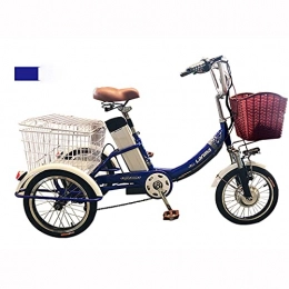 Aoyo Bici Aoyo Tricycle Home Piccoli Scooter Anziani Pedale Pedale Elettrico Esercizio di Triciclo Umano Assistito Elettrico, 48v12ah, Durata della Batteria 40 Chilometri(Color:Blu)
