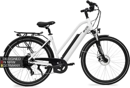 AsVIVA  AsVIVA Bicicletta elettrica CityBike B15_FBA I 28 pollici Pedelec in bianco, bicicletta elettrica di alta qualità con batteria extra forte, bicicletta da città, con motore posteriore, bicicletta