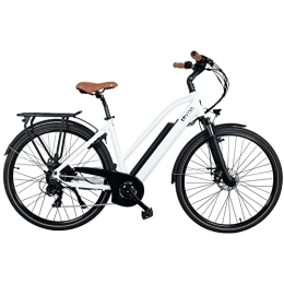 AsVIVA Bici elettriches AsVIVA E-Bike Bici da Trekking B15-D - 28" City Bike Bici ad Accesso Basso | Batteria a Celle Samsung 36V 14, 5Ah | Cambio Shimano a 7 Marce | Motore Posteriore da 250W | Bicicletta Bianco Grigio