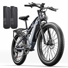 VLFINA Bici elettriches Batterie gemelle da 15AH, mountain bike elettrica per adulti shengmilo 48V, 26 con freno idraulico ad olio ottagonale Shimano a 7 velocità