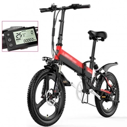 LJMG Bici elettriches Bici elettrica Bici Elettriche per Adulti, Bici in Lega di Magnesio per Biciclette Fuoristrada, 20"48V 400W 10.4Ah Mountain Ebike, con Luce A LED (Color : Red, Size : 160 * 115cm)