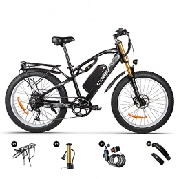 cysum Bici Bici elettrica da 1000W per uomini e donne adulti, mountain bike con pneumatici grassi da 26 * 4.0 pollici, pedalata assistita da 48V 17Ah, doppia sospensione Ebike per tutti i terreni, freno a disco