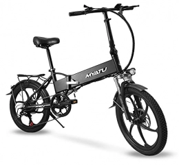 MYATU Bici elettriches Bici Elettrica E-bike 250W Bicicletta Elettrica pieghevole per Adulti 20" Bici Elettrica Folding City bike ammortizzata motore con Batteria 48v agli Ioni di Litio, Shimano 6 Velocità (Nero (MOD.2))