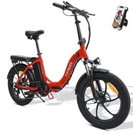 Fafrees Bici elettriches Bici elettrica Fafrees F20 20 pollici, 36V 15Ah, motore 250W, 25km / h, pneumatici 3.0 Fat, bici elettrica pieghevole Shimano 7 velocità, rosso