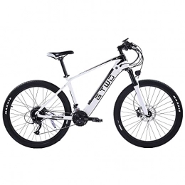 GTWO Bici elettriches Bici elettrica in Fibra di Carbonio da 27, 5 Pollici di Alta qualità, Forcella Anteriore Ammortizzatore Pneumatico (Black White, 9.6Ah)