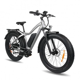LIU Bici Bici elettrica per Adulti 26 Pollici Full Terrain Fat Tire 750W Bicicletta elettrica da Neve 48V Batteria agli ioni di Litio Ebike per Uomo (Colore : Light Grey)