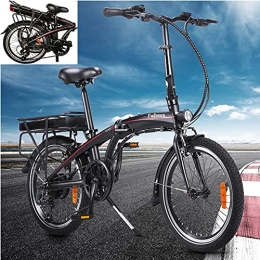 CM67 Bici Bici Elettrica Pieghevole 20' per Adulti Nero, Biciclette elettriche da Montagna per Adulti Cambio Shimano 7 velocit E-Bike para Adultos 250W Ciclomotore Batteria al Litio