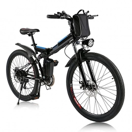 TTKU Bici elettriches bici elettrica pieghevole da, 26 pollici bicielettrica, mobile batteria al litio 36V / 8Ah E-bike, Sistema di cambio a 21 velocità (nero)