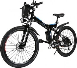 TTKU Bici bici elettrica pieghevole da, 26 pollici bicielettrica, mobile batteria al litio 36V / 8Ah E-bike, Sistema di cambio a 21 velocità (Wanderer nero)