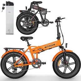 Moye Bici elettriches Bici Elettrica Pieghevole da 750 W per Adulti Pneumatici Grassi Mountain Beach Snow Bicycles 7 Speed Gear E-Bike con Batteria al Litio Staccabile 48V 12.8Ah, Arancia