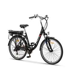 Lunex Bici elettriches Bici elettrica ZT-34 Verona 25km / h 16mph Bici da Città Pedali (Nero)