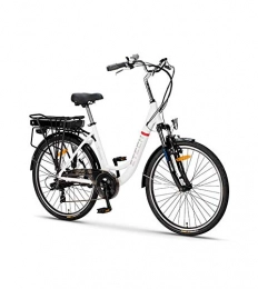 Lunex Bici elettriches Bici elettrica ZT-34 Verona 25km / h Bici da Città Pedali (Bianco)