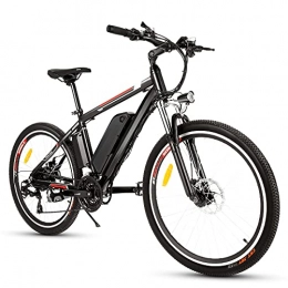 HUAXU Bici elettriches Bici Elettriche Mountain Bike 26" Bicicletta elettrica con batteria al litio rimovibile da 36 V 12, 5 Ah, Cambio a 21 velocità, 15, 6 mph (Black)