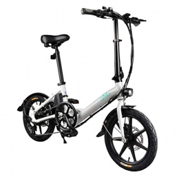 AZUNX Bici elettriches Bici Elettriche, Pieghevole Bicicletta Elettrica a velocità Variabile in Lega di Alluminio 250W E-Bike con 16 Ruote Bianco