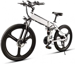 HCMNME Bici elettriches Bicicletta cruiser elettrica pieghevole Bici da neve elettrica, 26 in bicicletta elettrica per adulti 350W pieghevole E-bike con la bike a forma di ioni di litio rimovibile 48v10ah, la lega di allumin