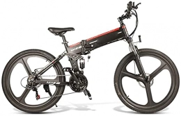 CCLLA Bici elettriches Bicicletta elettrica Batteria al Litio Pieghevole Alimentatore Cross-Country Mountain Bike Leggero Smart Commuter Fitness 48V (Colore: Nero)