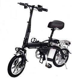 HCMNME Bici Bicicletta Elettrica Biciclette elettriche veloci per adulti 14 "Bici elettrica pieghevoli con batteria al litio 48V 10Ah 350W Motore ad alta velocità per adulti-Black Batteria al litio Beach Cruiser