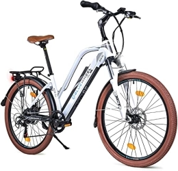 Bluewheel Electromobility Bici elettriches Bicicletta elettrica Blueheel E-Bike da donna 26“ Pedelec conforme alle normative UE - 16Ah - qualità tedesca - con app, motore da 250 W, batteria agli ioni di litio BXB85 (Bianco, 14, 4Ah)