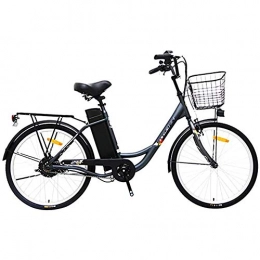 WXX Bici elettriches Bicicletta Elettrica da 24 Pollici per Adulti in Acciaio Ad Alto Tenore di Carbonio 250 W 36 V 10, 4 Ah Batteria Rimovibile per Bicicletta Ebike, con Sedile Posteriore, Grigio