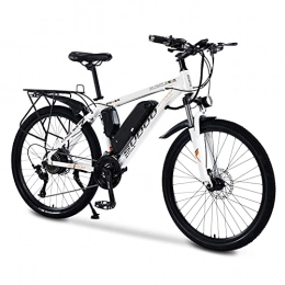 KAKASA Bici elettriches Bicicletta elettrica da 26" per adulti, bicicletta elettrica con portapacchi, mountain bike da 36 V, 13 Ah, batteria rimovibile, forcella anteriore a disco per uomo (bianco)