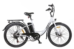 VANKEL Bici Bicicletta elettrica da 26 pollici, da uomo, da città con cambio Shimano a 6 marce, motore da 250 W e batteria da 12, 5 Ah