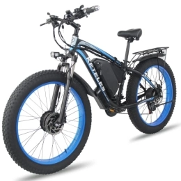 N\F Bici Bicicletta elettrica da 26 pollici, motoslitta con pneumatici larghi 4.0, mountain bike, ATV, dotata di doppio motore anteriore e posteriore, batteria Samsung 48V23Ah, adatta per adulti (blu)