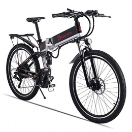 Shengmilo Bici Bicicletta elettrica - EBike Portatile Pieghevole per pendolarismo e Tempo Libero Sospensione Posteriore Anteriore, Pedal Assist Unisex Bicycle, 350W / 500w (Nero (500w))