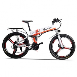 Shengmilo Bici Bicicletta elettrica - EBike Portatile Pieghevole per pendolarismo e Tempo Libero Sospensione Posteriore Anteriore, Pedal Assist Unisex Bicycle, 350W / 500w (Orange (350W))
