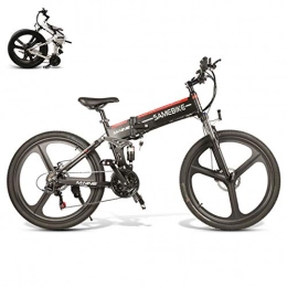 HT&PJ Bici Bicicletta elettrica elettrica pieghevole da 26 pollici, per adulti, 48 V, 500 W, con batteria agli ioni di litio rimovibile da 48 V, 10, 4 Ah, 21 marce, colore: nero