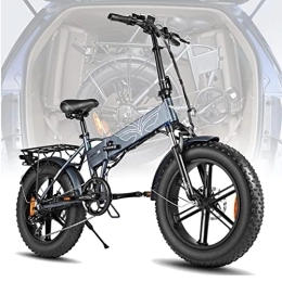 BiiKoon Bici elettriches Bicicletta Elettrica for Adulti Bici Elettrica con Pneumatici Grassi da 20" Bici Elettrica Pieghevole Batteria al Litio Rimovibile da 48V 13a, 7 velocità (Color : Gray)