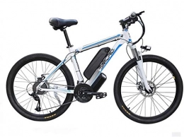 SAFT Bici elettriches Bicicletta elettrica MTB 26 Pollice Adult Mountain Mountain Bike, 48 V / 10Ah Rimovibile Ebike Ebike, 27 velocità, 5 File (Color : White-Blue, Size : 26inches)