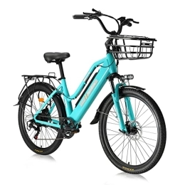 AKEZ Bici Bicicletta elettrica per adulti donne, 26" E-bike per adulti mountain bike elettrica da donna (Verde-02)