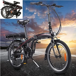 CM67 Bici Bicicletta Elettrica Pieghevole 20' Nero, In Lega di alluminio Ebikes Biciclette all Terrain Cambio Shimano 7 velocit E-Bike para Adultos 250W Ciclomotore Batteria al Litio