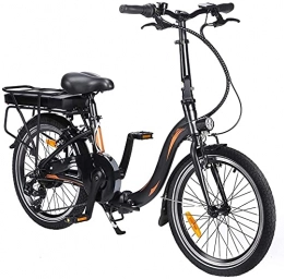 Bicicletta elettrica pieghevole, 20 pollici, pieghevole, elettrica, pieghevole, con luce a LED, capacità di carico 120 kg (nero/arancione/batteria da 10 Ah)