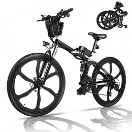 TTKU Bici elettriches Bicicletta Elettrica Pieghevole, 26" mountain bike elettrica con motore da 36V 8Ah batteria rimovibile, Professionale Shimano 21 velocità, Sospensione Completa (Wanderer nero)