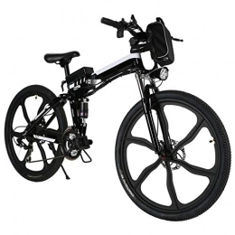 BIKFUN Bici elettriches Bicicletta Elettrica Pieghevole, Bici al Lavoro, E-Bike -Fold 20” / 26”, Adulto, 250W Batteria 36V 8Ah, Cambio Shimano a 7 velocità (26 Mountain Bike Nero)