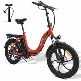 Fafrees Bici elettriches Bicicletta elettrica pieghevole Fafrees F20, 20" * 3.0 Fat Tire, E Bike pieghevole 36 V 16 Ah batteria, City E-Bike 25 km / h, Shimano 7S ebike, rosso
