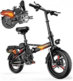 ZJZ Bici elettriches Bicicletta elettrica pieghevole Fat Tire 14 ", ripetitore per bicicletta da montagna da città 55-110 km, con motocicletta silenziosa da 48 V 400 W, portatile facile da riporre in roulotte, camper, bar