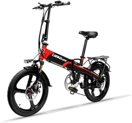 LANKELEISI Bici elettriches Bicicletta elettrica pieghevole Lankeleisi G660-20 pollici, 48V / 240W, 12, 8 Ah, batteria al litio, bici elettrica a 7 velocità, mini mountain bike a 5 velocità, adulto con dispositivo antifurto，rosso