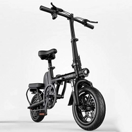 ZBB Bici Bicicletta elettrica pieghevole Lega di alluminio con batteria rimovibile da 48 V agli ioni di litio Supporto per la ricarica del telefono cellulare Bicicletta elettrica per adulti, Black, 50to100KM