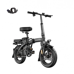 MAYIMY Bici elettriches Bicicletta elettrica pieghevole per adulti con batteria al litio bicicletta elettrica per mobilità 14 '' pura elettrica / assistita / in sella a tre modalità I fari a LED(Color:black, Size:30A / 600KM)