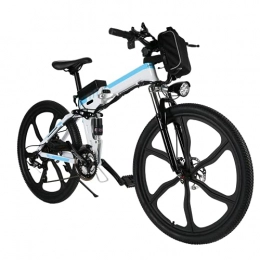 Speedrid Bici elettriches Bicicletta elettrica pieghevole, Speedrid 26'' mountain bike elettrica con ruote integrate a 6 razze in lega di super magnesio, sospensione anteriore e posteriore E-Bike Premium e cambio 21 velocità